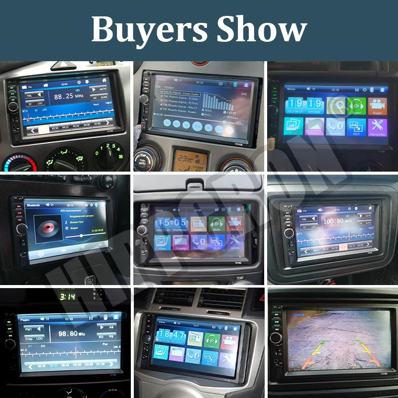 Hippcron Car Radio HD 7" Touch Screen Stereo Bluetooth 12V 2 Din FM ISO Power Aux Input Auto MP5 Player SD USB