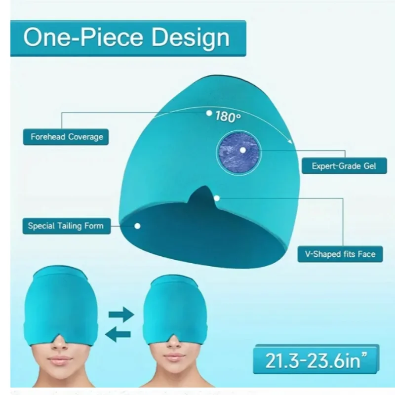 NEW Arrivals Relief Headgear Migraine Head Pain Relief Cap Gel Ice Cap Single Layer Headgear Ice Pack Headgear Relief Stretchable Compress Hood Massage Accessories Health Care Supplies
