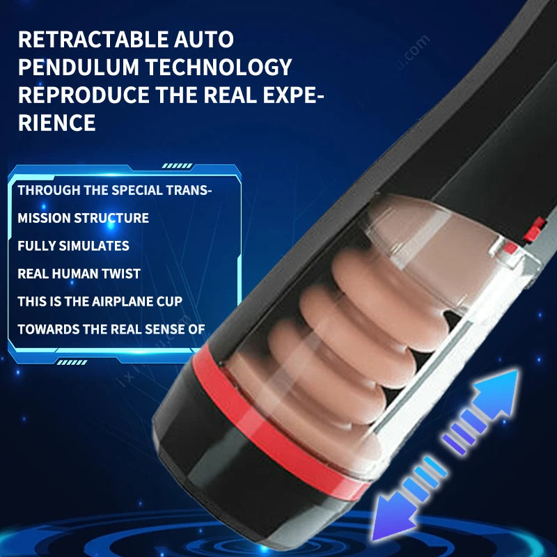 Vibrating Masturbator Cups Realistic Vibrations Adjustable Sex Toy for Men, Lifelike Textured Vagina Pocket Pussy 10 Vibrations