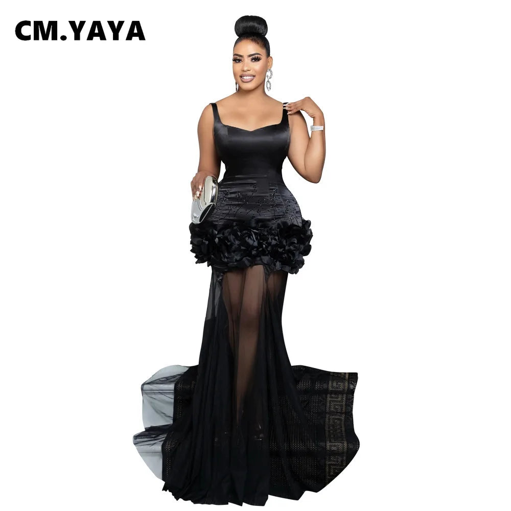 Low-Price Sales are Limited NEW Diamonds 3D Flower Mesh See Through Women Sleeveless Bodycon Long Dress Evening Wedding Birthday Party Business Dinner Prom Maxi Mermaid Dresses Ladies Luxury Fashion Clothing Supplies