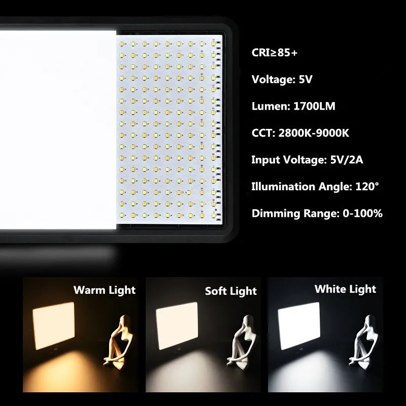 Video Led Light Photography Selfie Dimmable Video Fill Light for Photo Studio Live Stream Fill Lamp for Tiktok Youtube