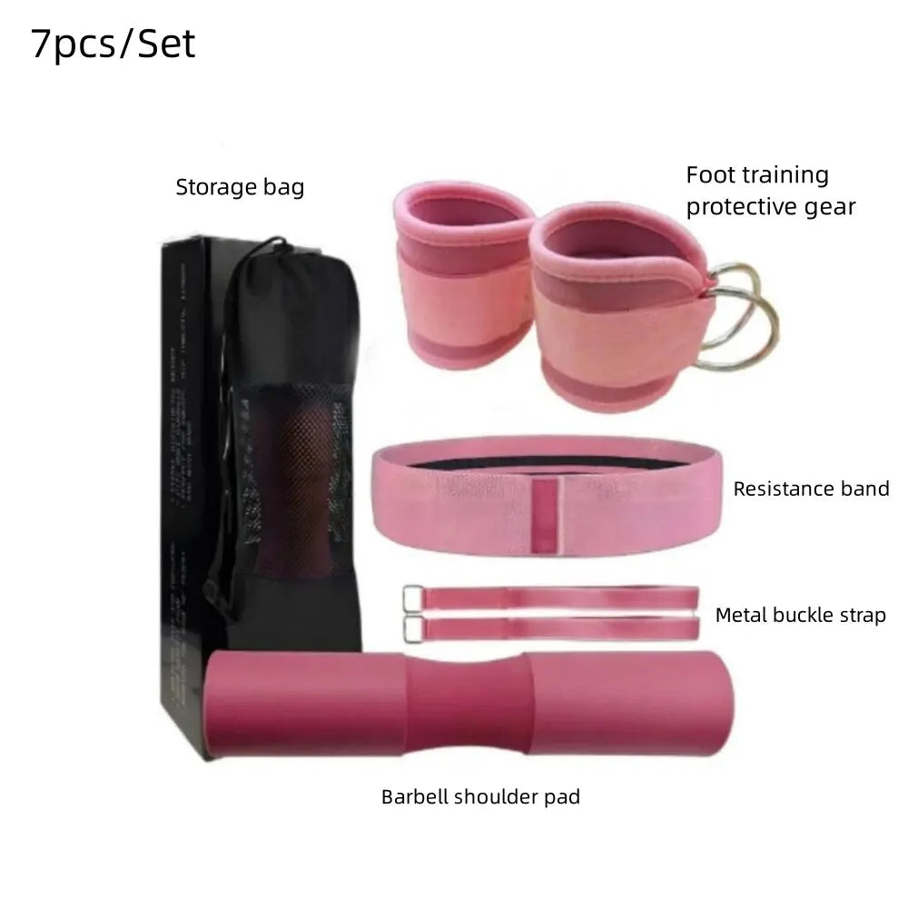 7pcs Fitness Protective Gear Set Gym Accessories Barbell Shoulder Pad Foot Training Guards Gym Weights Workout Fitness Supports