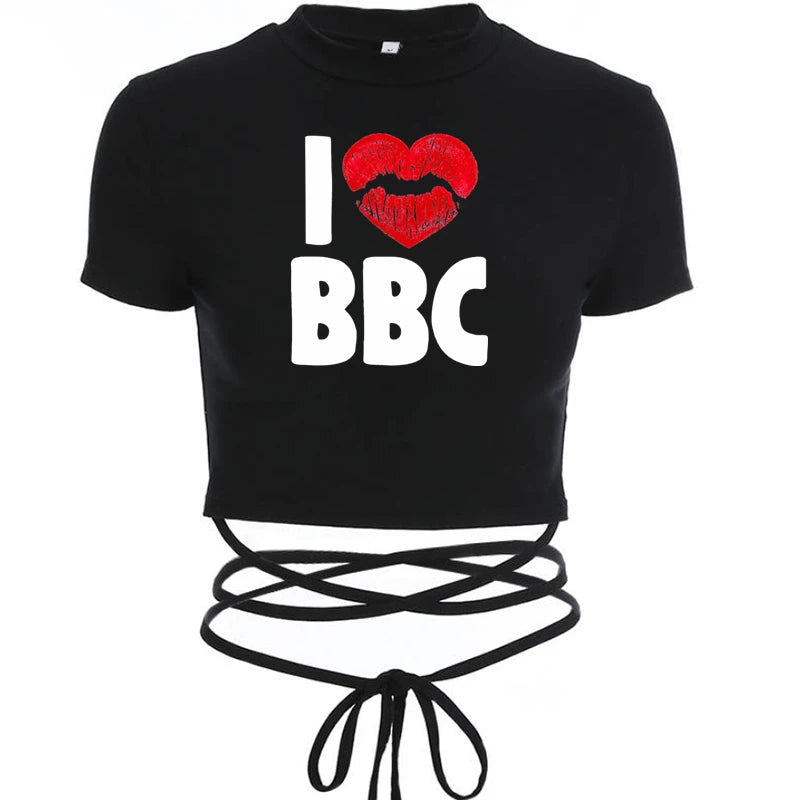 NEW Arrivals Queen of Spade BBC ONLY Summer Women Black Short T-Shirts Ladies Sexy Crop Tops Short Sleeve Bandage Tee Tops Female Shirts