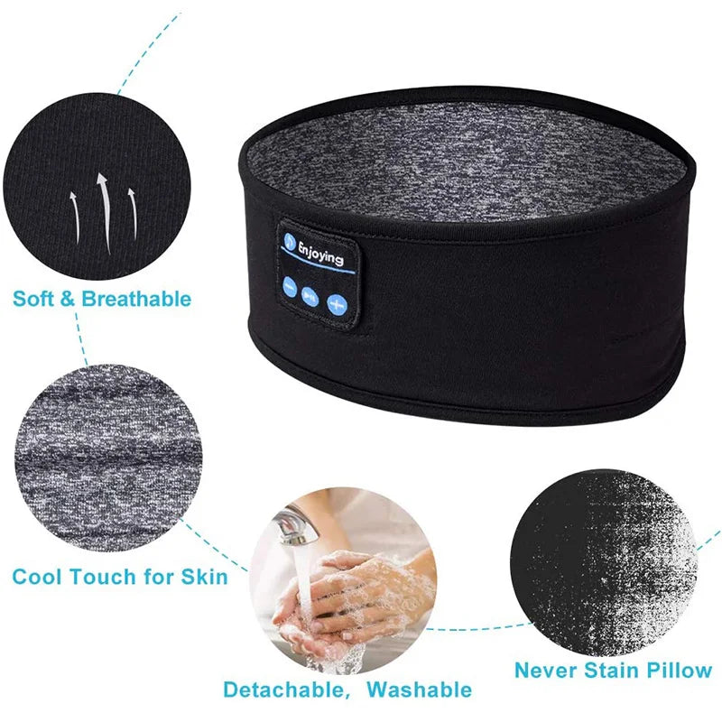 NEW Arrivals Wireless Bluetooth 5.0 Earphone Sleeping Band Music Headphones Soft Elastic Comfortable Eye Mask Sleep Headset for Side Sleeper