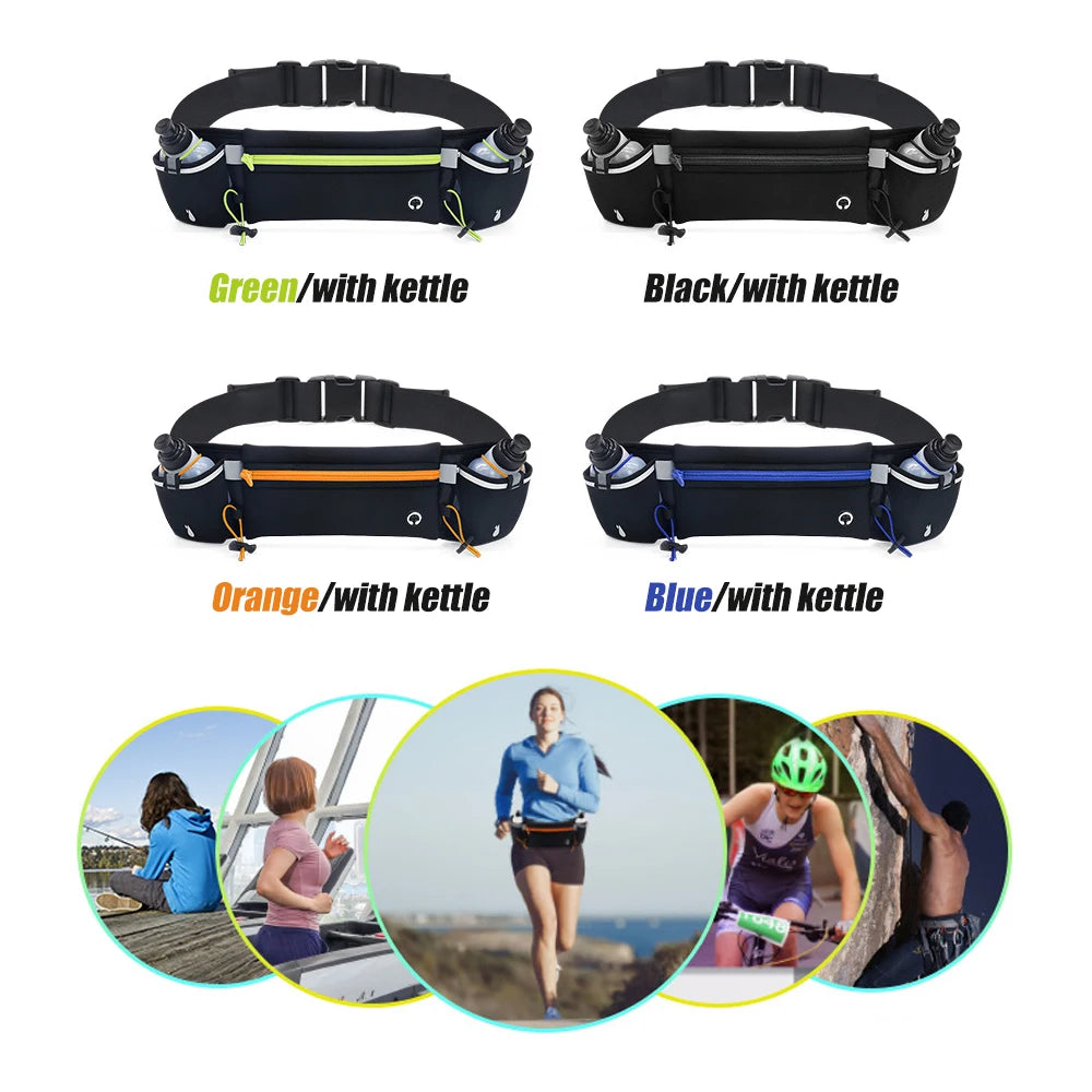 NEW Marathon Trail Running Belt with Double Water Bottles, Fanny Pack Fits 7 inches Phones, Waist Pack for Outdoor Running Hiking Climbing Waist Bags Sports Supplies
