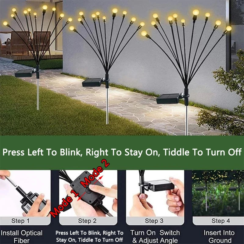 10 LED Solar Garden Lights Powered Firefly Lights Outdoor Garden Decoration Landscape Lights Firework Firefly Lawn Lamps