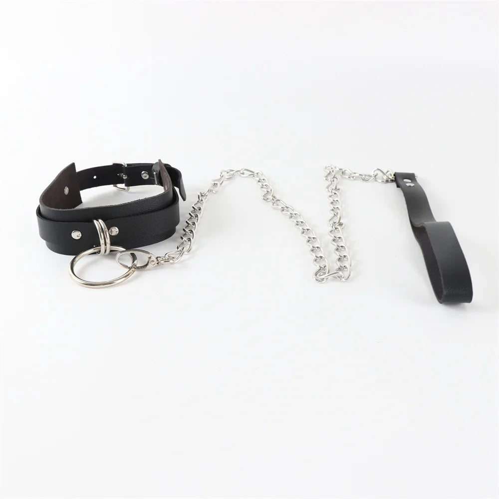 Gothic Harness Women Collar Chain Punk Rock Gothic Choker Sexy PU Leather Fetish Spike Collar Choker Necklace Cosplay Accessorie