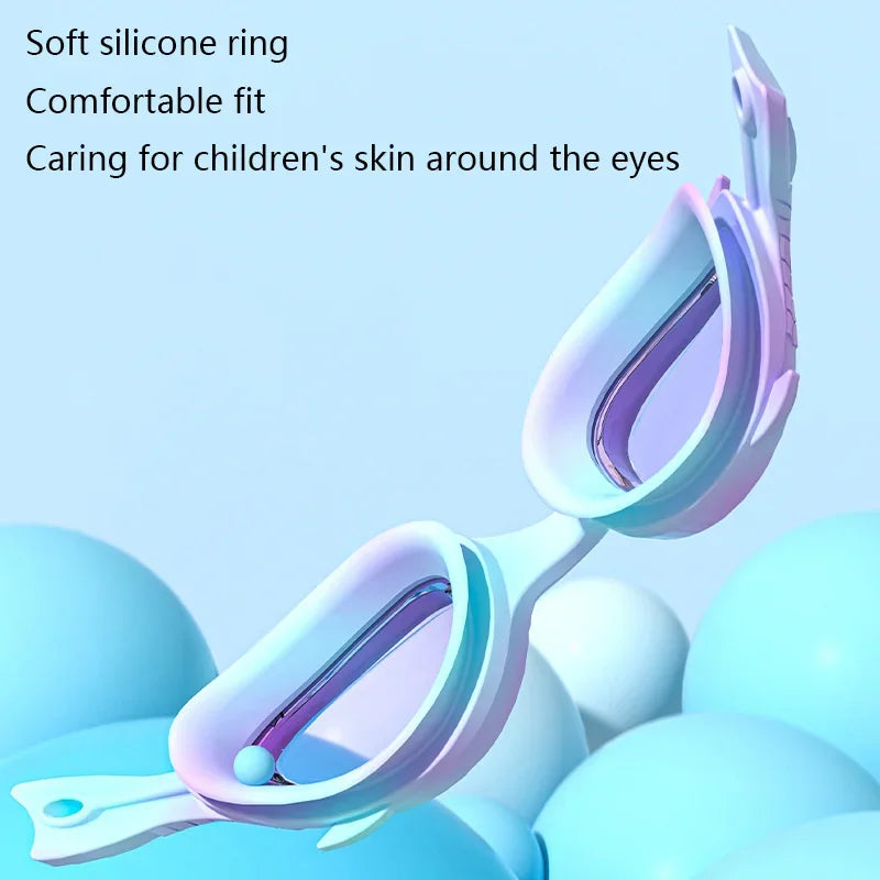NEW 2PCS Set 4 Colors Children Kids 3-18 years old Swimming Goggles Waterproof Anti Fog High-Definition Small Frame Goggles Professional Training Kid's Swimming Goggles Caps Set