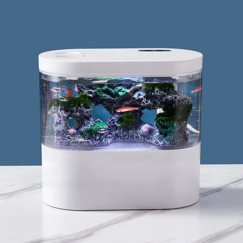 USB Mini Desktop Aquarium Built-in Water Pump / LED light / Filter Self Circulation and Self Circulation Goldfish Tank