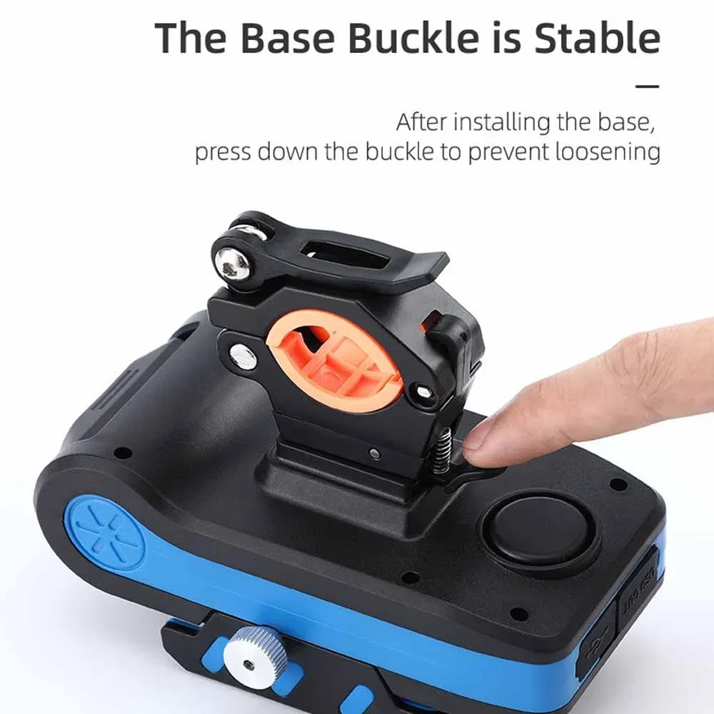 NEW Black/Blue/Red Color Rechargeable Bike Light Bike Flashlight LED Multifunction 4 IN 1 Set Bike Horn Holder Power Bank Bicycle Front Lamp Phone Stand Bicycle Accessories