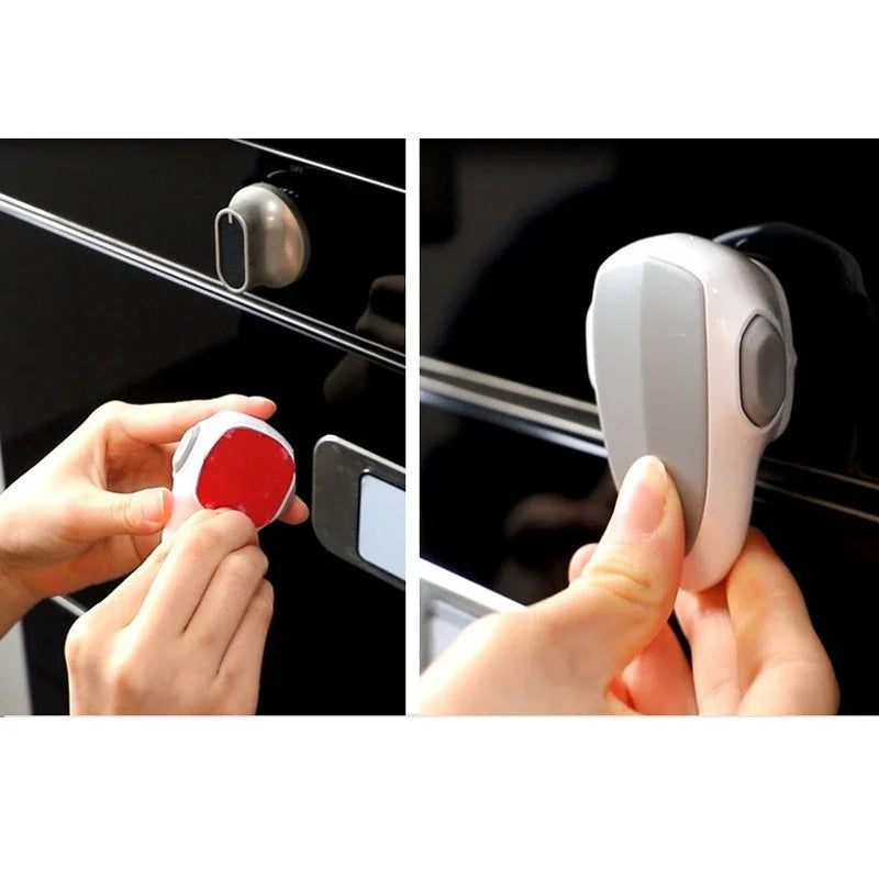 NEW Arrivals Baby Safety Oven Door Lock for Kitchen Child Safety Locks Children Protection Kids Safety Care Drawer Cabinet Double Button Locker Babies Safety Accessories Home Security Supplies