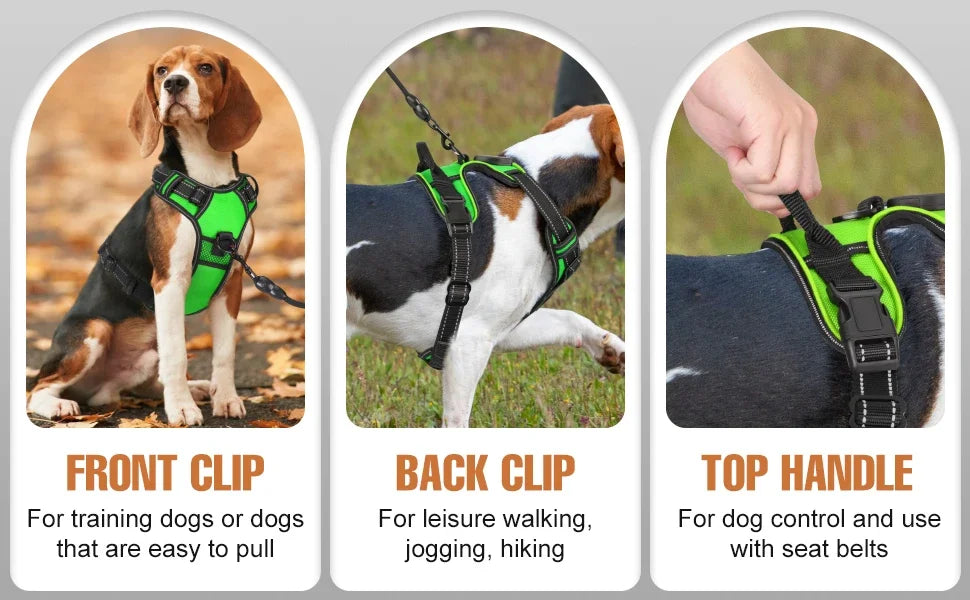 NEW Arrivals LED Light Up Dog Harness No Pull Adjustable Rechargeable Pet Luminous Vest Harness Small Medium Large Dogs Outdoor Night Walking Running Pet Supplies