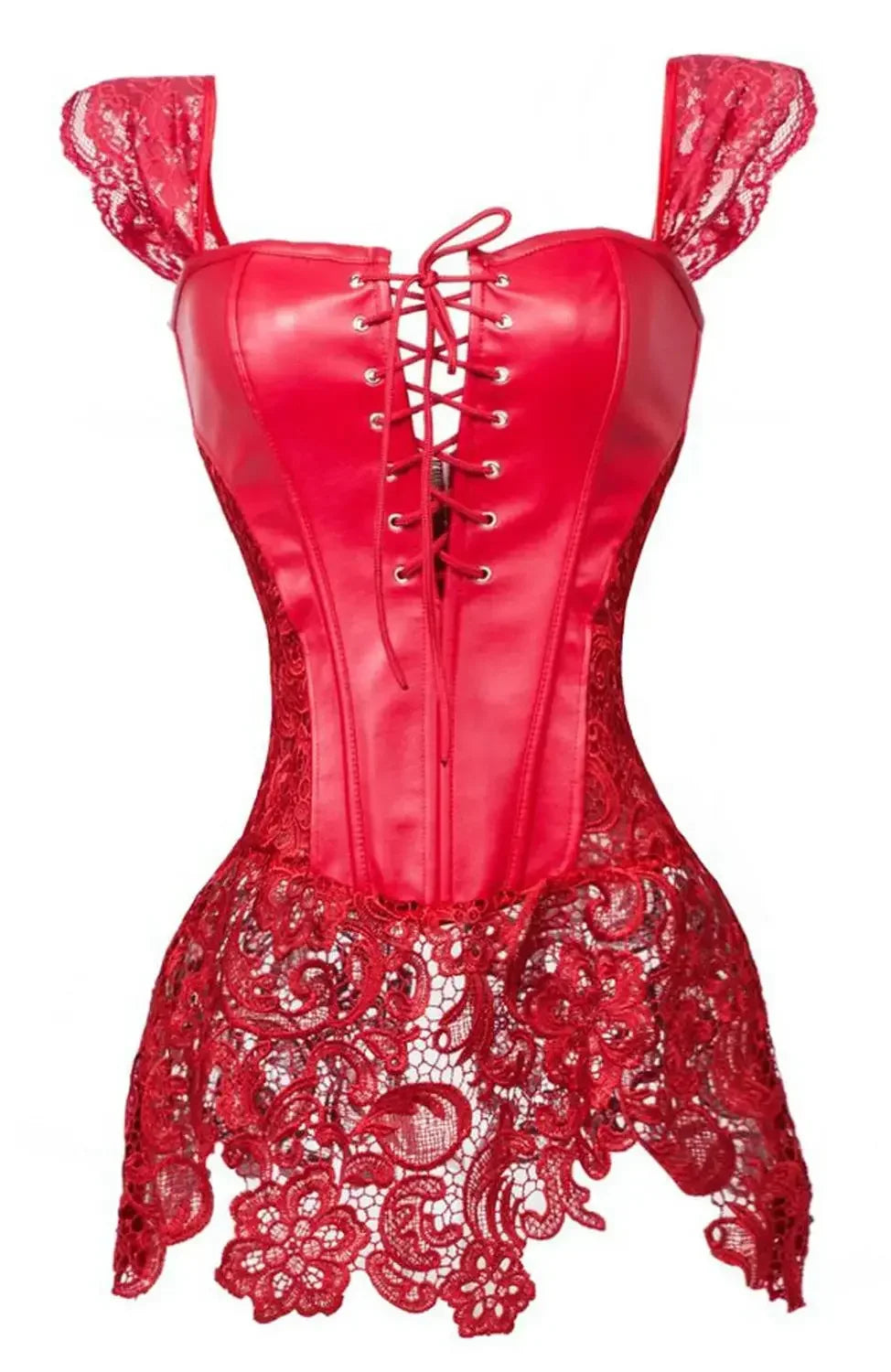 NEW S-7XL Plus Size Woman Corset Dress Gothic Leather Corsets Lace Strap Bustier Zip Bustier Steampunk Outfits Party Costumes