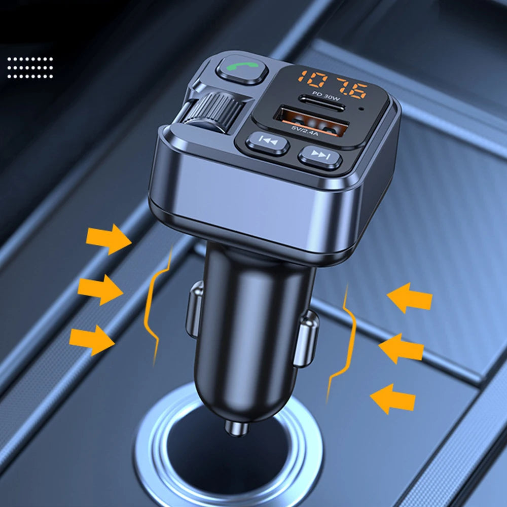 NEW BRAND Car Bluetooth Receiver USB U Disk Read PD20w Fast Charging Digital Display Car Mobile Phone Adapter FM Transmitter For Cellphones Accessories