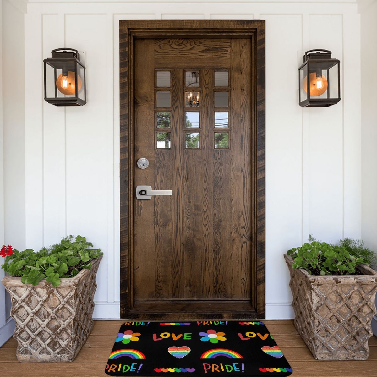Pride Allyship LGBT Love Rainbow Kitchen Non-Slip Carpet Black Flannel Mat Entrance Door Doormat Floor Decoration Rug