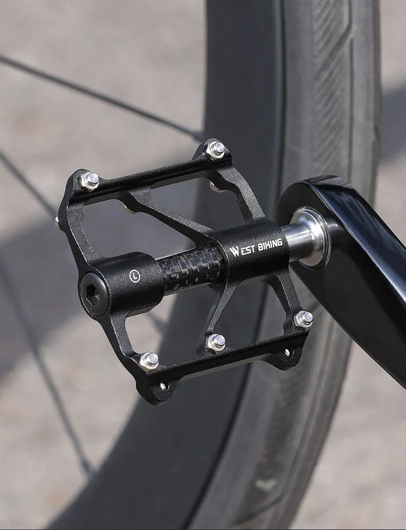 NEW Arrivals 3 Colors MTB Titanium Shaft Pedal Ultralight Mountain Bicycle Carbon Fiber Pedal 3 Bearings Road Bike Professional Pedal Anti-Slip Racing Cycling Pedals.