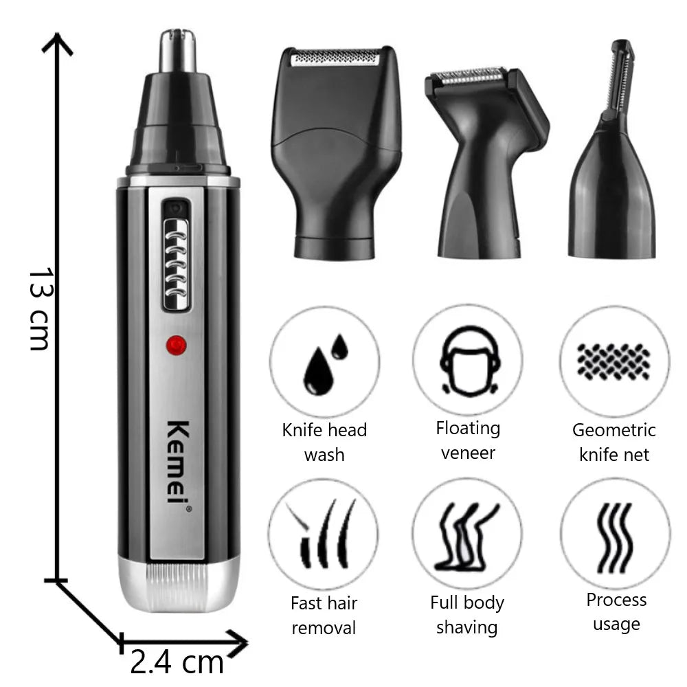 NEW Arrivals HOT SALE 4PCS Set Rechargeable Nose Trimmer Beard Trimmer for Men Ear Eyebrow Nose Hair Trimmer for Nose and Ear Hair Removal Clean Machine Men Grooming Supplies