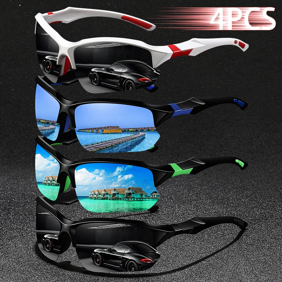 NEW Arrivals 4 PCS Set Night Vision Ice Mirror Sunglasses NEW Fashion Vintage Half Frame Driving Fishing Cycling Sports Sunglasses Men Women Mountaineering Sun Glasses UV400 Eyewear