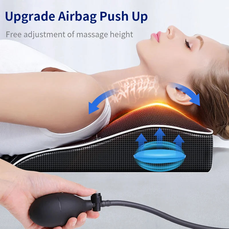 Electric Shiatsu Head Neck Cervical Transaction Body Massager Car Back Pillow with Heating Vibrating Massage Device