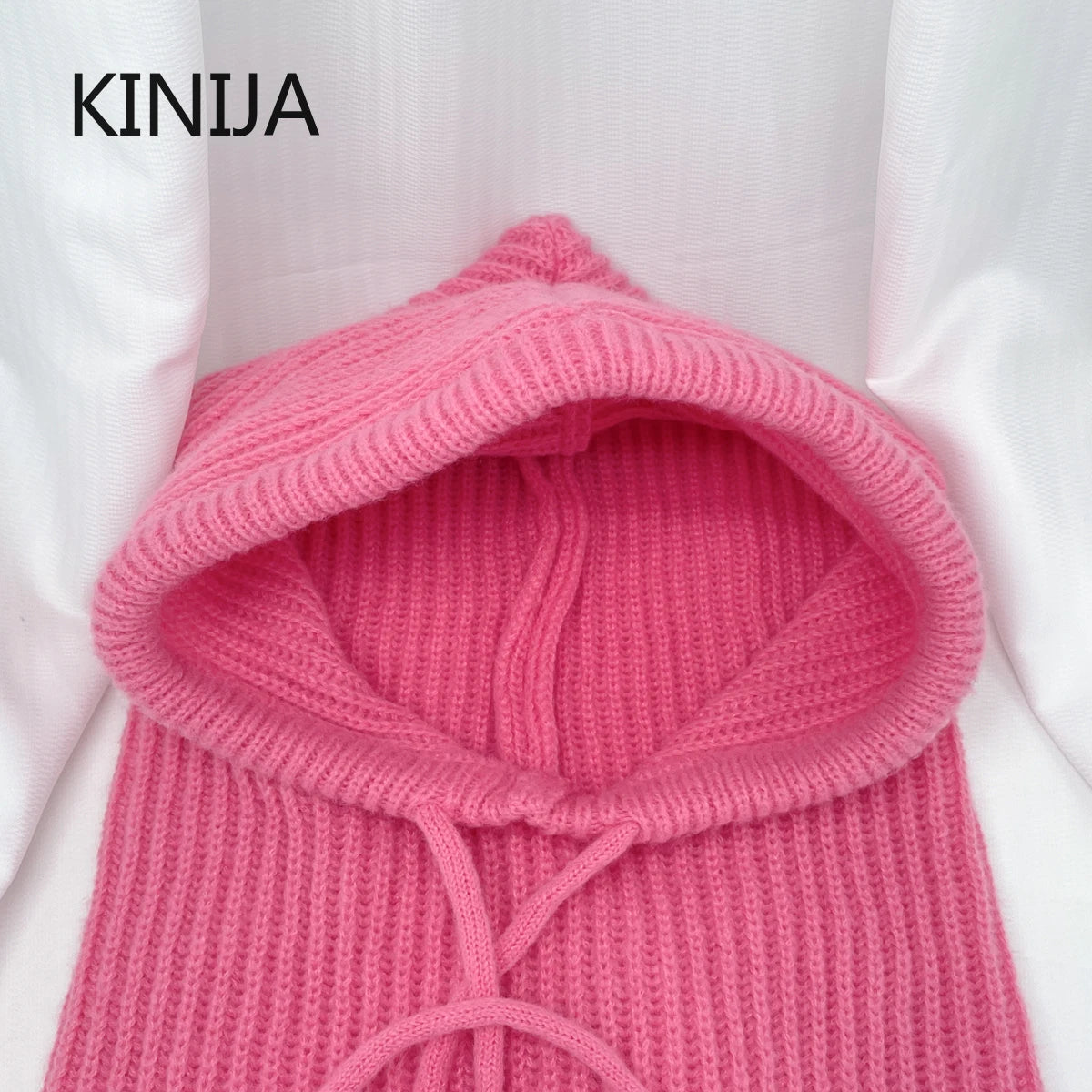 Women Knitted Balaclava Fashion Fake Collar Shawl Hooded Hat Thick Warm Beanines Winter Hat