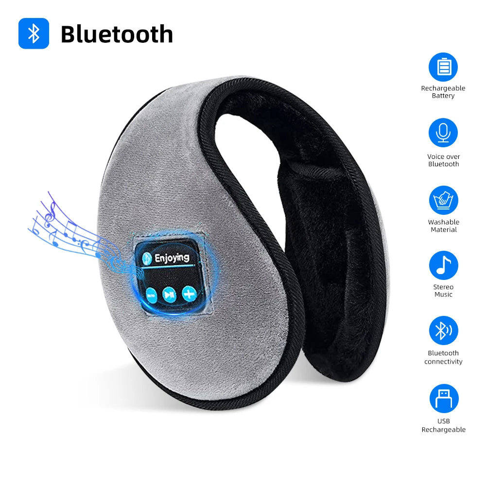 NEW Arrivals 2 Drivers with Microphone Bluetooth Ear Muffs for Winter Women Men Wireless Earmuffs Headphones Ear Warmer Winter Music Ear Cover Built-in HD Speakers