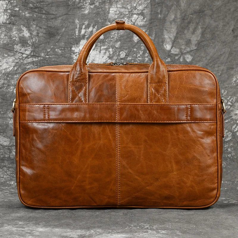 Cow Leather High Quality Men's Outdoor Travel Briefcase Big Genuine Leather Fit 16" Laptop Business Handbag Messenger Shoulder Bag Male Work Tote Red Document Organizer