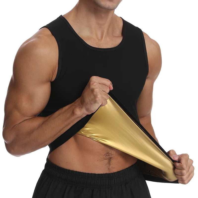 NEW Arrivals S-2XL 2 Colors Heat Trapping Vest Pullover Sweat Enhancing Shirts Workout Tank Top Sauna Shapewear Waist Trainer for Men Compression Fitness Sports Apparel Supplies