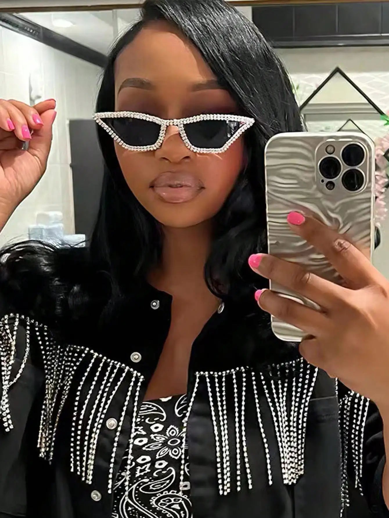 5 Colors Special-Shaped Cat-Eye Fashion Sunglasses Niche Hip-hop Trendy Sunglasses With Dimond For Women 2154