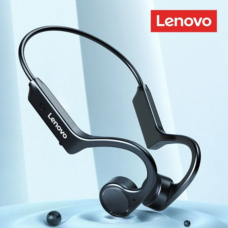 Original Lenovo X4 Bone Conduction Bluetooth Headphone Sports Swimming Diving Earphone Waterproof Wireless Headset with Microphone Ear Hook TWS Bass Hi-Fi Stereo Sound