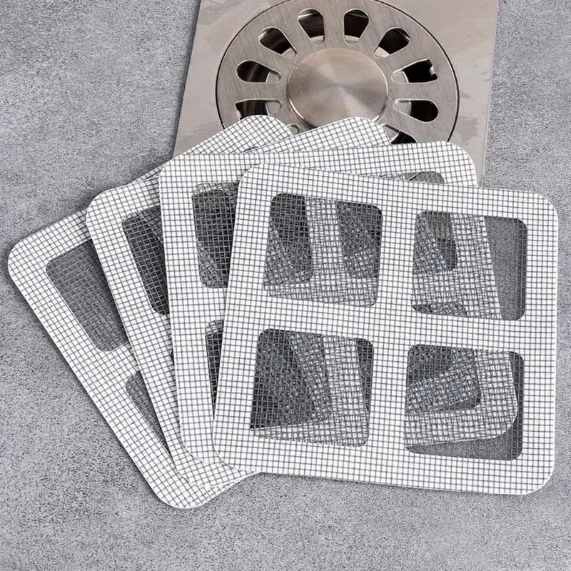 NEW Arrivals Disposable Hair Drain Catcher Mesh Anti-blocking Shower Bathroom Filter Stopper Floor Drains Sticker Window Screen Repair Patches Set Home Bathroom Cleaning Accessories