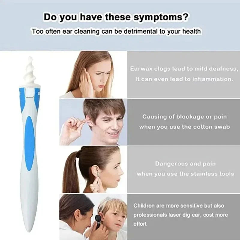 NEW Arrivals Adults/Children Ear Wax Remover Tool Ear Cleaner With Soft Silicone 16 Replacement Tips Simply To Grab Extract Earwax Sets