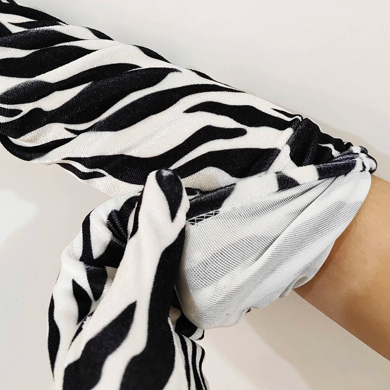 NEW Arrivals Luxury 53cm Women Winter Warm Gold Velvet Leopard- Zebra High Quality Long Gloves Fashion Elegant Opera Stage Performance Evening Night Club Party Girls Ladies Luxury Fashion Apparel Accessories Clothing Supplie