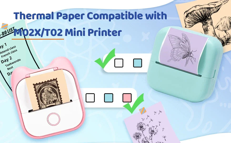 NEW Arrivals 3 Rolls Set PHOMEMO White Sticker Paper Thermal Label for T02 M02L Portable Mini Printer Keep for 10 Years Sticky Paper 50mm/53mm
