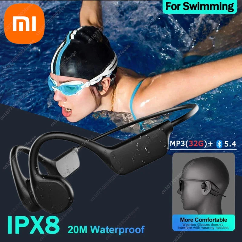 NEW Arrivals Xiaomi Bone Conduction Headphones IPX8 Waterproof MP3 Bluetooth5.4 Wireless Swimming Headphones With Mic Swimming Sports Fitness Supplies