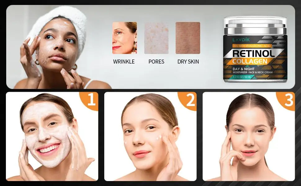 100g Korean Retinol Anti Aging Face Cream Moisturizing Wrinkle Remover Collagen Hyaluronic Acid Creams Skin Care Cosmetic Day and Night Top Quality Cream Women Skin Care Supplies