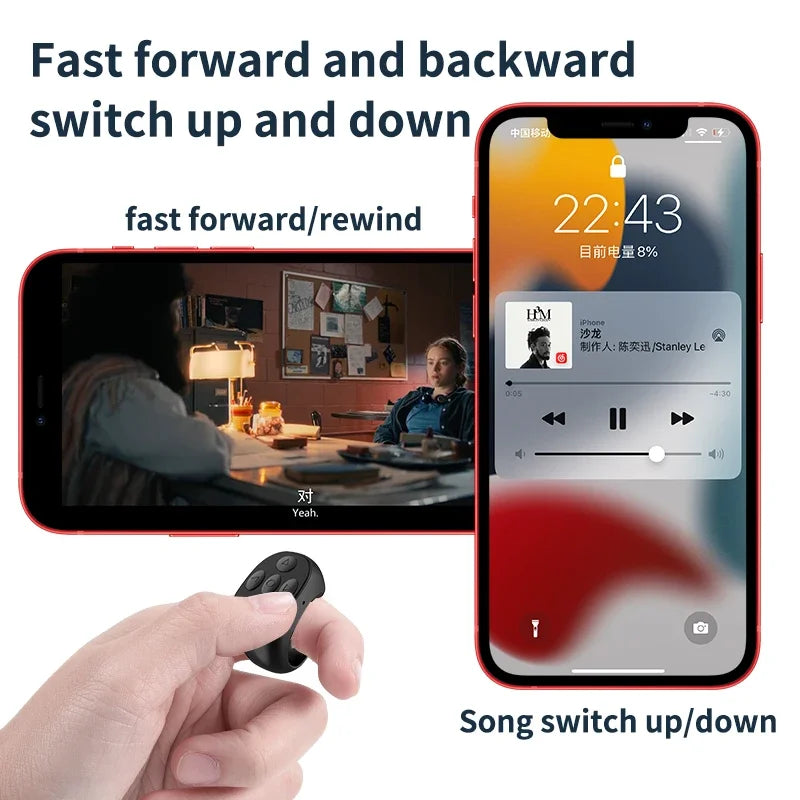 NEW Arrivals For TikTok Fingertip Remote Control Ring Bluetooth Novels Comics Turn Page Music App Controller Selfie Camera Shutter For iPhone Mobile Phones Accessories