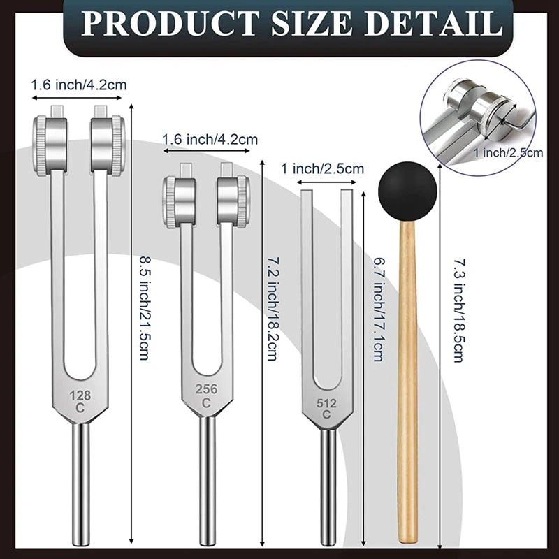NEW Arrivals Japanese Tuning Forks Set-128 Hz, 256 Hz, 512 Hz, Healing, Chakra, Sound Therapy, Yoga Meditation Treatment Body, Mind And Spirit Anti-Stress Depression Reliever Health Care Accessories
