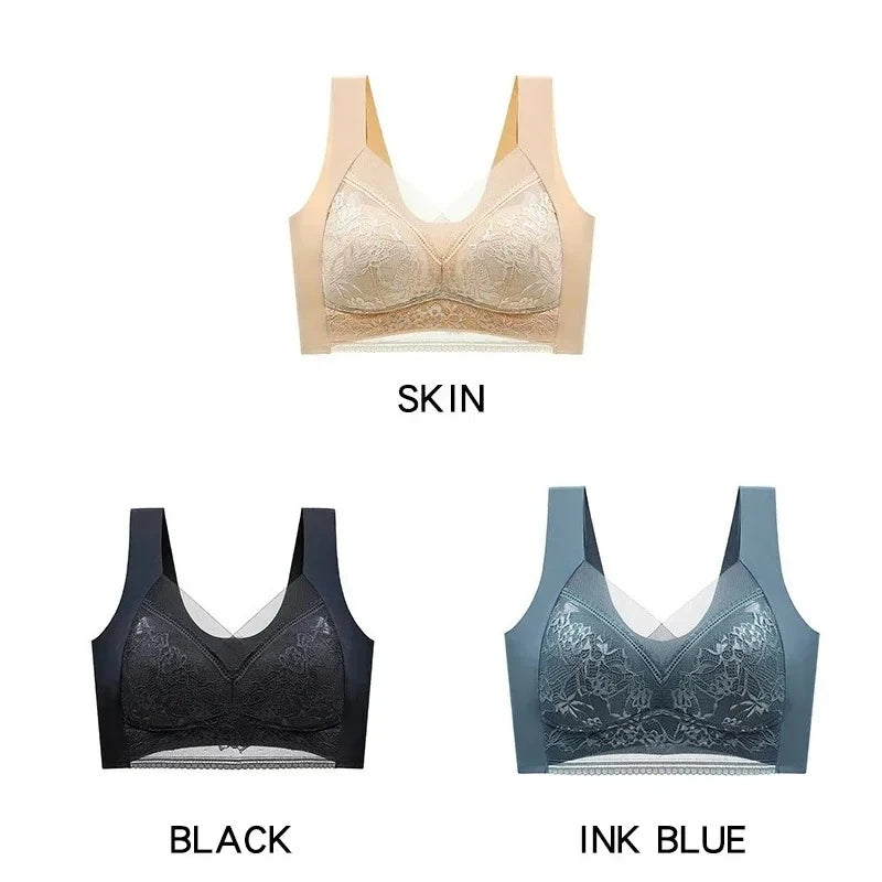 NEW Arrivals 3PCS Set 6 Colors/Patterns L-6XL(115KG) Women's Push Up Bralette Wireless Bras - 5cm Natural Lift, Seamless Lace Plus Size No Underwire Comfort