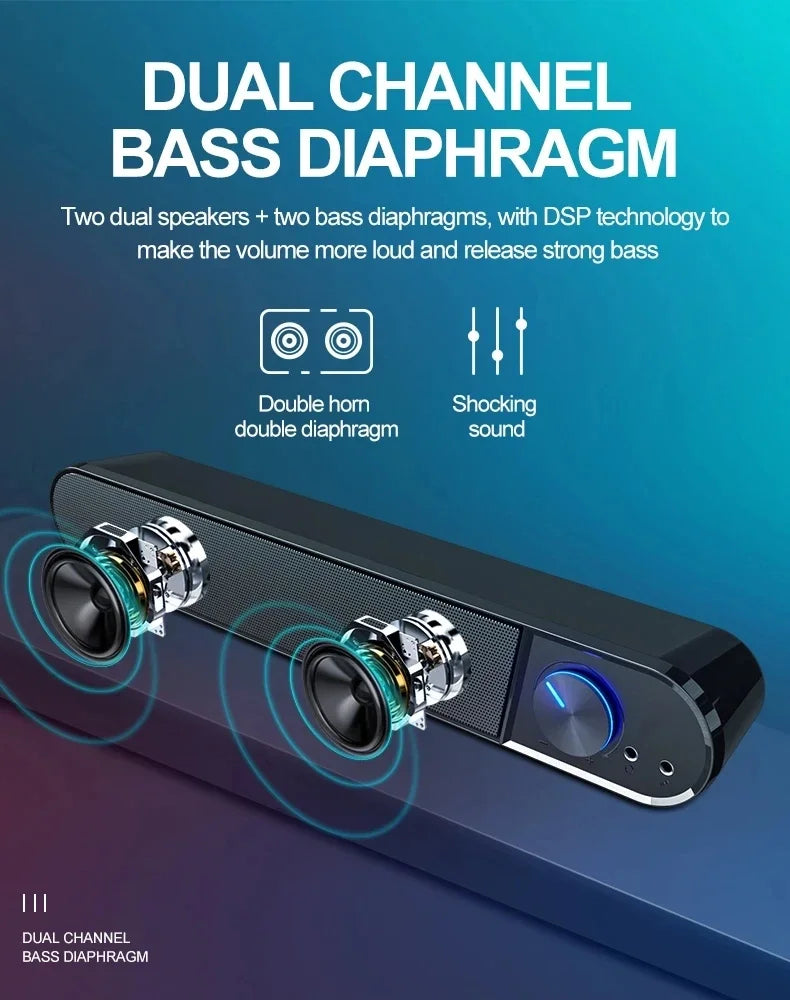 NEW Arrivals Top Quality 4D Wired Bluetooth Computer Speaker Surround Sound Desktop Speaker HiFi Stereo Subwoofer With Mic For Laptop PC TV Aux Speaker