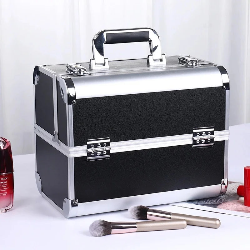 NEW Arrivals 8 Colors Make-Up Train Case Aluminum Alloy Case Pedicure Tool Box with Handle Cosmetic Box Portable Makeup Case Organizer