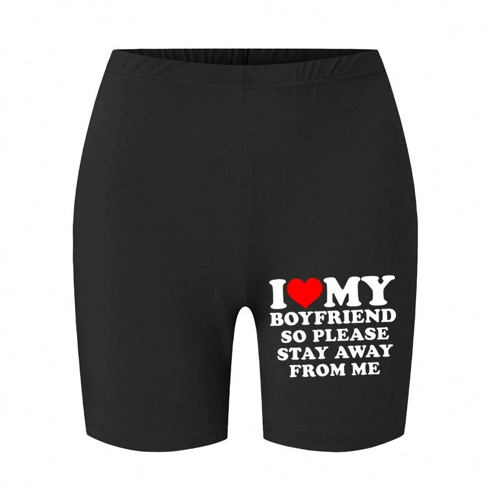 NEW Arrivals Trend Women's Sports Shorts *I Love My Hot Boyfriend*Tight Shorts High Elastic Comfortable Soft Thin Female Clothes Outdoor Running Hiking Cycling Summer Beach Streetwear