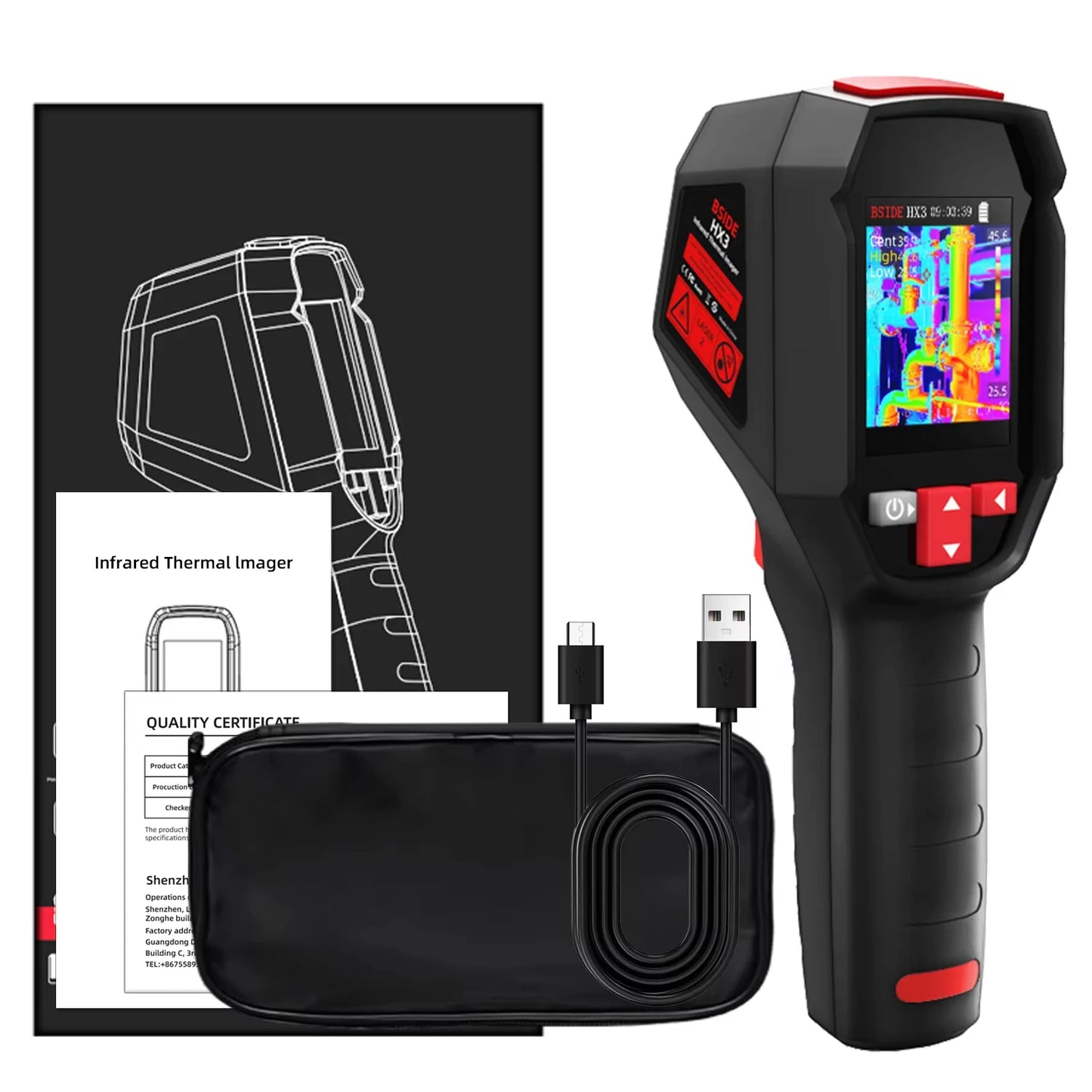 NEW Arrivals HX3 Thermal Imaging Thermometer High Precision Pipe Leak Detection 240x240 Thermal Resolution 2.4'' TFT Color Screen LED