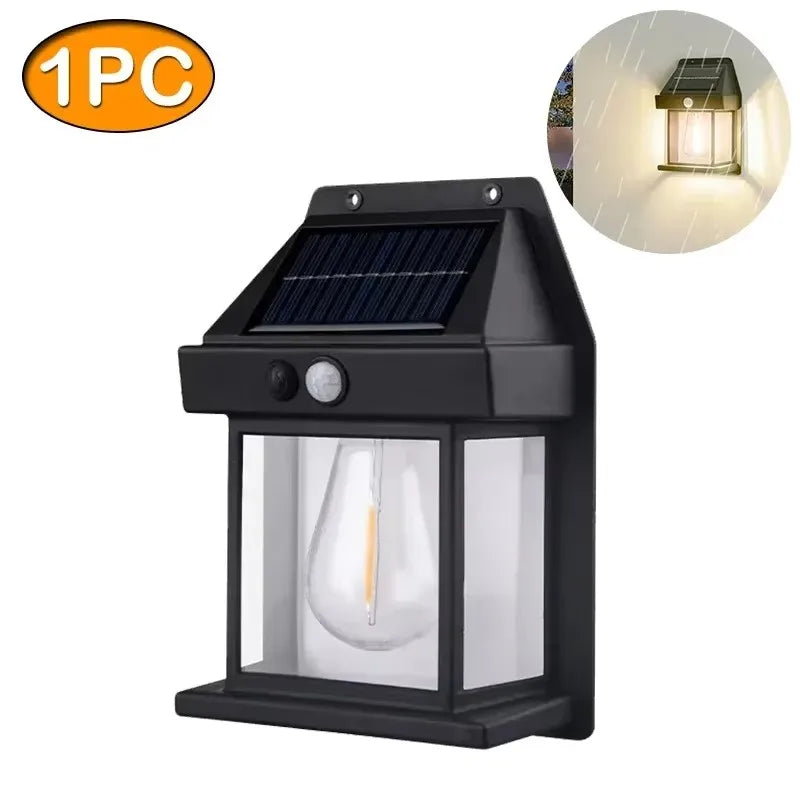 New Solar Tungsten Filament Lamp Outdoor Waterproof Intelligent Induction Wall Lamp Courtyard Garden Villa Lighting Night Light