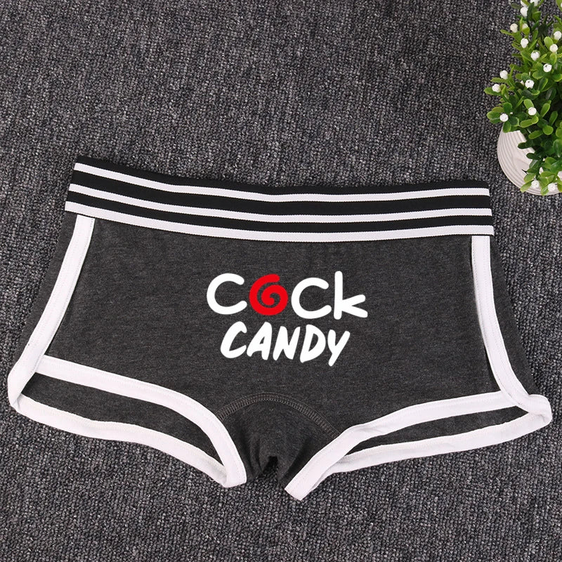 NEW Arrivals 7 Colors *COCK CANDY* Cotton Boy Shorts WIFE Gift Underwear for Women New Women Boxer Shorts Girl Panties Breathable Women's Intimates