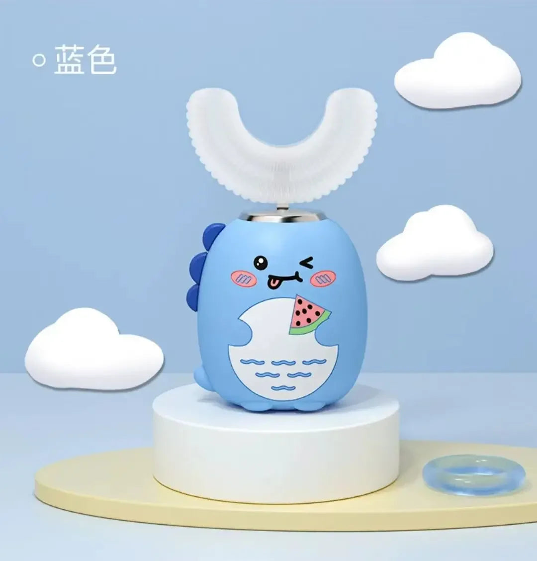 NEW Arrivals Children (3-12Yrs Old) U-Shaped Electric Toothbrush 360 Degrees Smart Cartoon Kids Silicone Toothbrush Automatic Rechargeable Sonic Toothbrush Oral Hygiene Accessories Dental Supplies