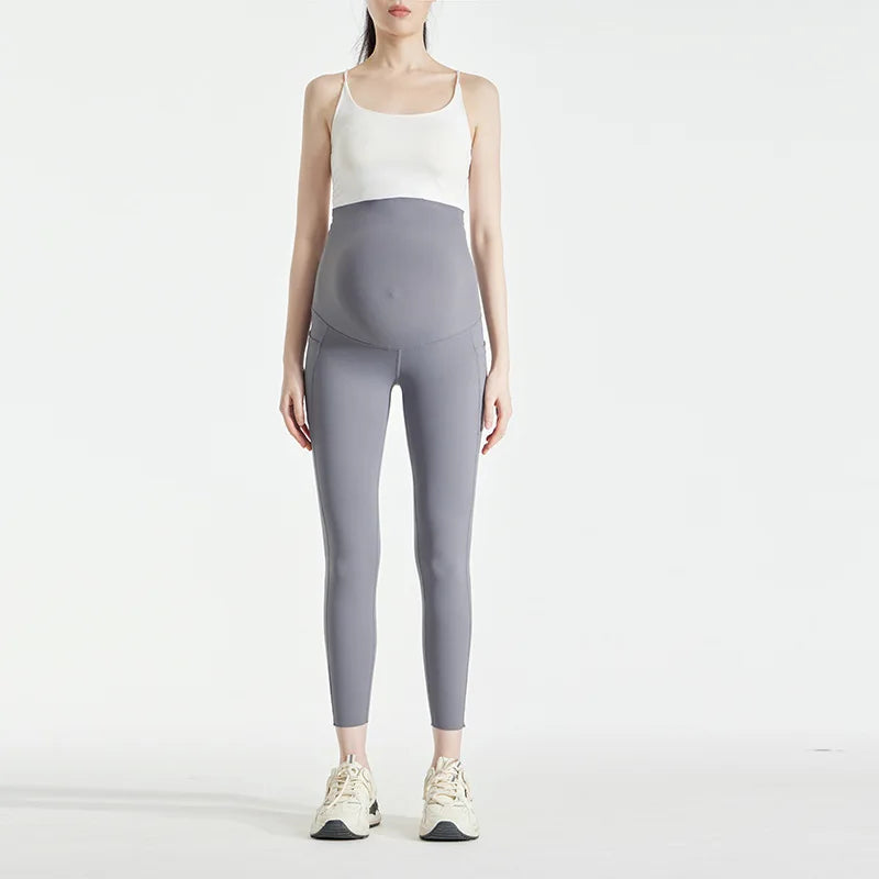 NEW Arrivals Black/Gray Color Maternity Bottoming Pants Spring and Fall Models Spring and Summer New Maternity Yoga Shark Pants Pockets Maternity Pants Ladies Sports Clothes