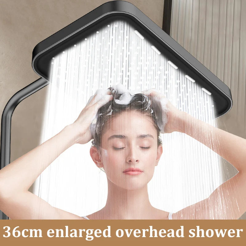 NEW 36CM Silver/Gray/Black Color Booster Top Spray Large Shower Head Square Thick Anti-Clogging Bathroom Household Shower Head Set Bathroom Accessories