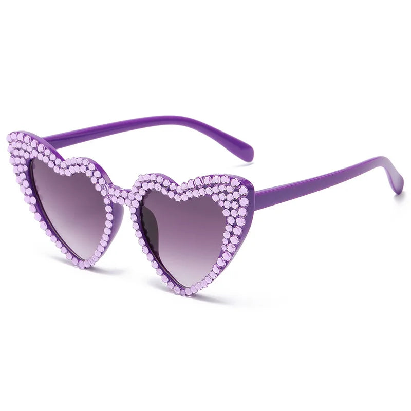 NEW Arrivals Women Luxury Diamond Frame Heart Shape Sunglasses Large Anti UV400 Sun Glasses for Ladies Wedding Guests Birthday Party New Year Party Eyewear Bachelorette Hen Party Accessories