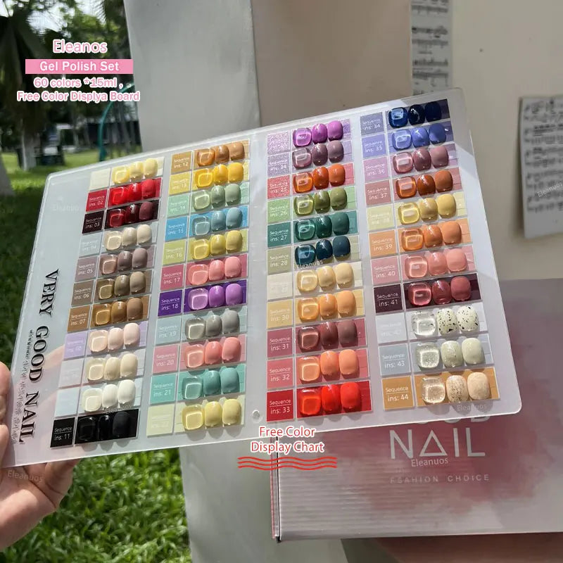 44pcs Very Good Nail Gel Nail Polish Kit Nail Salon Gel Lacquer With Color Card Nail Gel Soak Off UV LED Nail Varnish Set