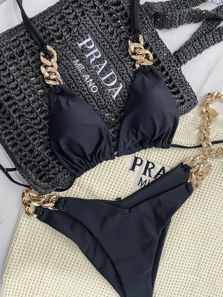 New Sexy Bikini Triangle Bathing Suit for Women Brazilian Bikini Set 2-piece Halter Swimwear Push Up Swimsuit